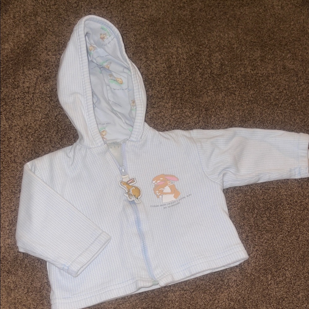 Vintage Kushies Guess How Much I Love You Baby Sz 0/3M Hooded Jacket Bunny